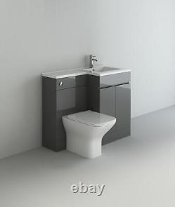 Bathroom Vanity Unit & Sink Basin Neptune Grey L Set 600/500mm Toilet WC