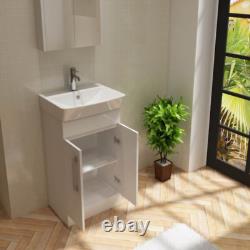 Bathroom Vanity Unit & Sink Basin Planet 500 White Gloss Ceramic Cabinet Storage