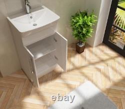Bathroom Vanity Unit & Sink Basin Planet 500 White Gloss Ceramic Cabinet Storage