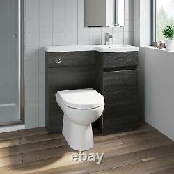 Bathroom Vanity Unit Sink Basin Toilet Combined Furniture LH RH Hand Charcoal