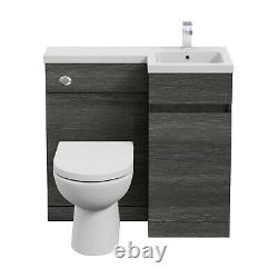 Bathroom Vanity Unit Sink Basin Toilet Combined Furniture LH RH Hand Charcoal