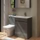 Bathroom Vanity Unit & Sink Basin Toilet Combined Grey L Set 600/500mm Wc Right