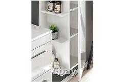 Bathroom Vanity Unit Sink Basin Wall Hung Cabinet Drawers White Gloss 600 Twist