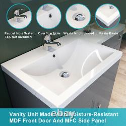 Bathroom Vanity Unit Sink Basin White Cabinet Storage with Toilet Free Cistern