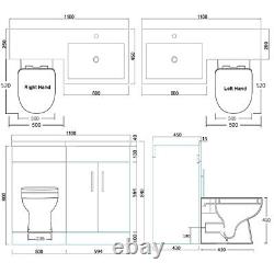 Bathroom Vanity Unit Sink Basin White Cabinet Storage with Toilet Free Cistern