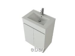 Bathroom Vanity Unit Sink Basin600mm White Floor Standing Furniture