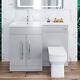 Bathroom Vanity Unit Sink Cabinet Grey Left Hand Basin Cupboards & Square Toilet