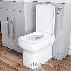 Bathroom Vanity Unit Sink Cabinet Grey Left Hand Basin Cupboards & Square Toilet