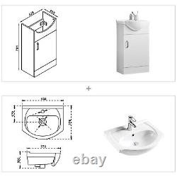 Bathroom Vanity Unit Sink Gloss White with Ceramic Basin Floor Standing Cabinet