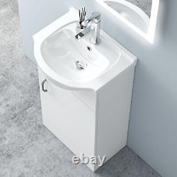 Bathroom Vanity Unit Sink Gloss White with Ceramic Basin Floor Standing Cabinet