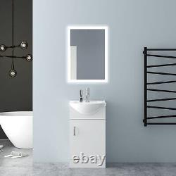 Bathroom Vanity Unit Sink Gloss White with Ceramic Basin Floor Standing Cabinet