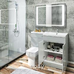 Bathroom Vanity Unit Sink Grey Cabinet Right Hand Basin Storage with WC Toilet