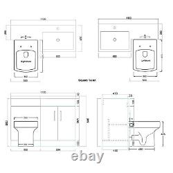 Bathroom Vanity Unit Sink Grey Cabinet Right Hand Basin Storage with WC Toilet