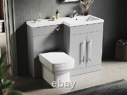 Bathroom Vanity Unit Sink Right Hand Basin Grey Storage Cabinet with WC Toilet