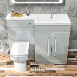 Bathroom Vanity Unit Sink Right Hand Basin Grey Storage Cabinet with WC Toilet