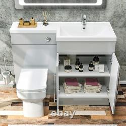 Bathroom Vanity Unit Sink Right Hand Basin Grey Storage Cabinet with WC Toilet