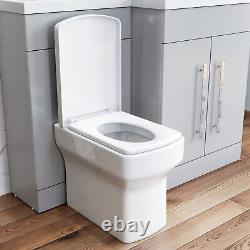 Bathroom Vanity Unit Sink Right Hand Basin Grey Storage Cabinet with WC Toilet