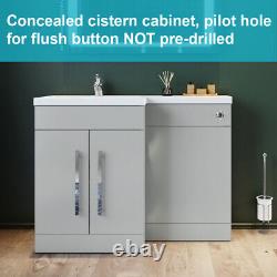 Bathroom Vanity Unit Sink Toilet Grey Cabinet Left Hand Basin Soft Close Seat
