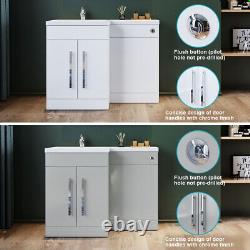 Bathroom Vanity Unit Sink Toilet Grey Cabinet Right Hand Basin Free Toilet Brush