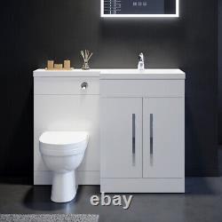 Bathroom Vanity Unit Sink Toilet Mirror White Gloss Cabinet Storage Furniture
