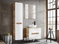 Bathroom Vanity Unit Sink White Gloss Oak 600 Wall Hung Cabinet Countertop Aruba