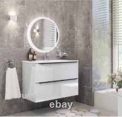 Bathroom Vanity Unit Sink White or Grey Gloss 600mm or 800mm Chrome Handles