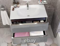 Bathroom Vanity Unit Sink White or Grey Gloss 600mm or 800mm Chrome Handles