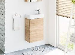 Bathroom Vanity Unit Small Basin 400 Cloakroom Sink Wall Cabinet Sonoma Oak Avir