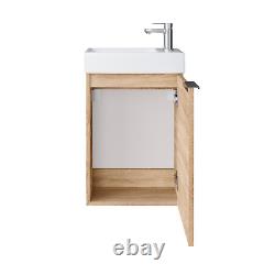 Bathroom Vanity Unit Small Basin 400 Cloakroom Sink Wall Cabinet Sonoma Oak Avir