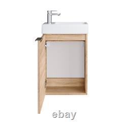 Bathroom Vanity Unit Small Basin 400 Cloakroom Sink Wall Cabinet Sonoma Oak Avir