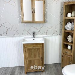 Bathroom Vanity Unit Solid Oak Furniture Inset Sink Tap Set Slimline