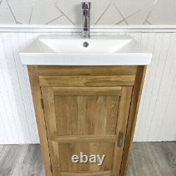 Bathroom Vanity Unit Solid Oak Furniture Inset Sink Tap Set Slimline