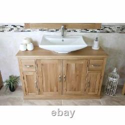 Bathroom Vanity Unit Solid Oak Top Unit Ceramic Basin Choice 402016
