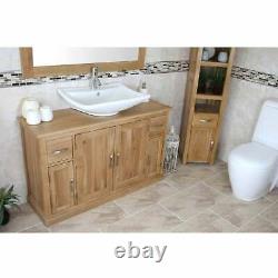 Bathroom Vanity Unit Solid Oak Top Unit Ceramic Basin Choice 402016