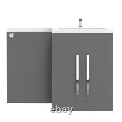 Bathroom Vanity Unit Tall Unit Toilet Unit Basin Sink Storage Home Cabinet Grey
