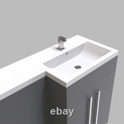 Bathroom Vanity Unit Tall Unit Toilet Unit Basin Sink Storage Home Cabinet Grey