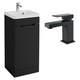 Bathroom Vanity Unit & Tap Set 400mm Matt Black One Door Basin Sink Cabinet