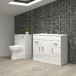 Bathroom Vanity Unit Turin Square Design White Hi-Gloss Various Sizes