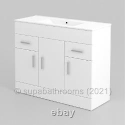 Bathroom Vanity Unit Turin Square Design White Hi-Gloss Various Sizes