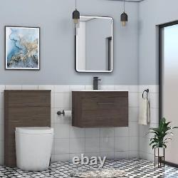 Bathroom Vanity Unit Wall Hung 1 Drawer 500/600/800mm Multicolour Black Handle