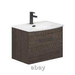 Bathroom Vanity Unit Wall Hung 1 Drawer 500/600/800mm Multicolour Black Handle