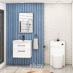 Bathroom Vanity Unit Wall Hung 2 Drawer 500/600/800mm Multicolour Black Handle