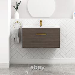 Bathroom Vanity Unit Wall Hung Furniture Cabinet Sink 1 Drawer 500/600/800mm