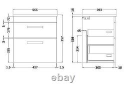 Bathroom Vanity Unit Workop Basin Sink 2 Drawer Wall Hung Gloss Grey