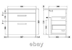 Bathroom Vanity Unit Workop Basin Sink 2 Drawer Wall Hung Gloss Grey