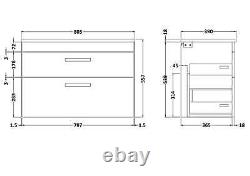 Bathroom Vanity Unit Workop Basin Sink 2 Drawer Wall Hung Gloss Grey