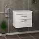 Bathroom Vanity Unit Worktop Basin Sink 2 Drawer Wall Hung Gloss White