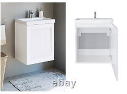 Bathroom Vanity Unit and Basin 500mm Cloakroom Sink Wall Cabinet White Matt Avir