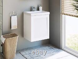 Bathroom Vanity Unit and Basin 500mm Cloakroom Sink Wall Cabinet White Matt Avir