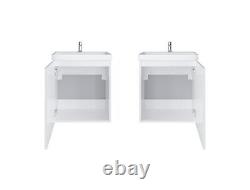 Bathroom Vanity Unit and Basin 500mm Cloakroom Sink Wall Cabinet White Matt Avir